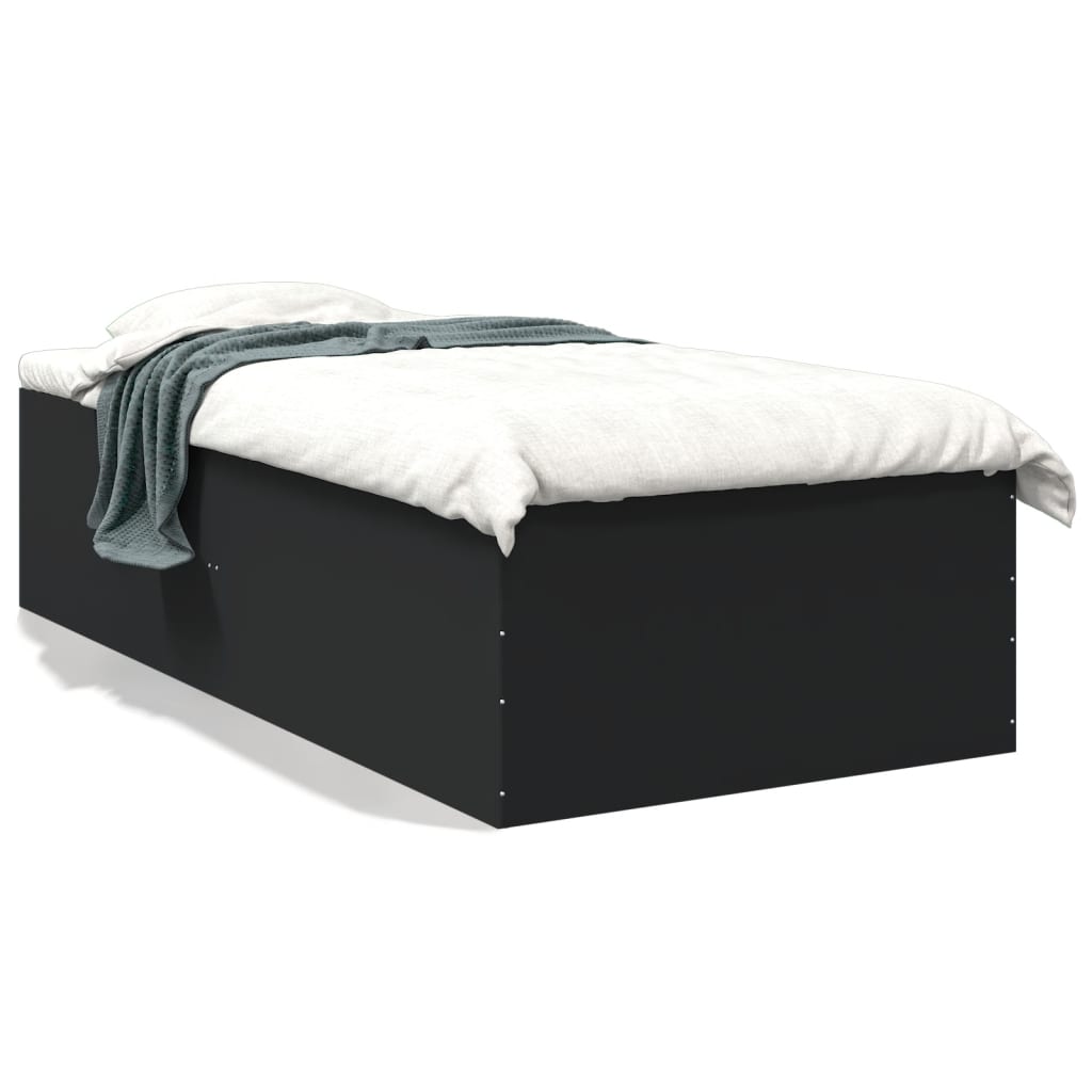 Bed Frame Black 90x190 cm Single Engineered Wood