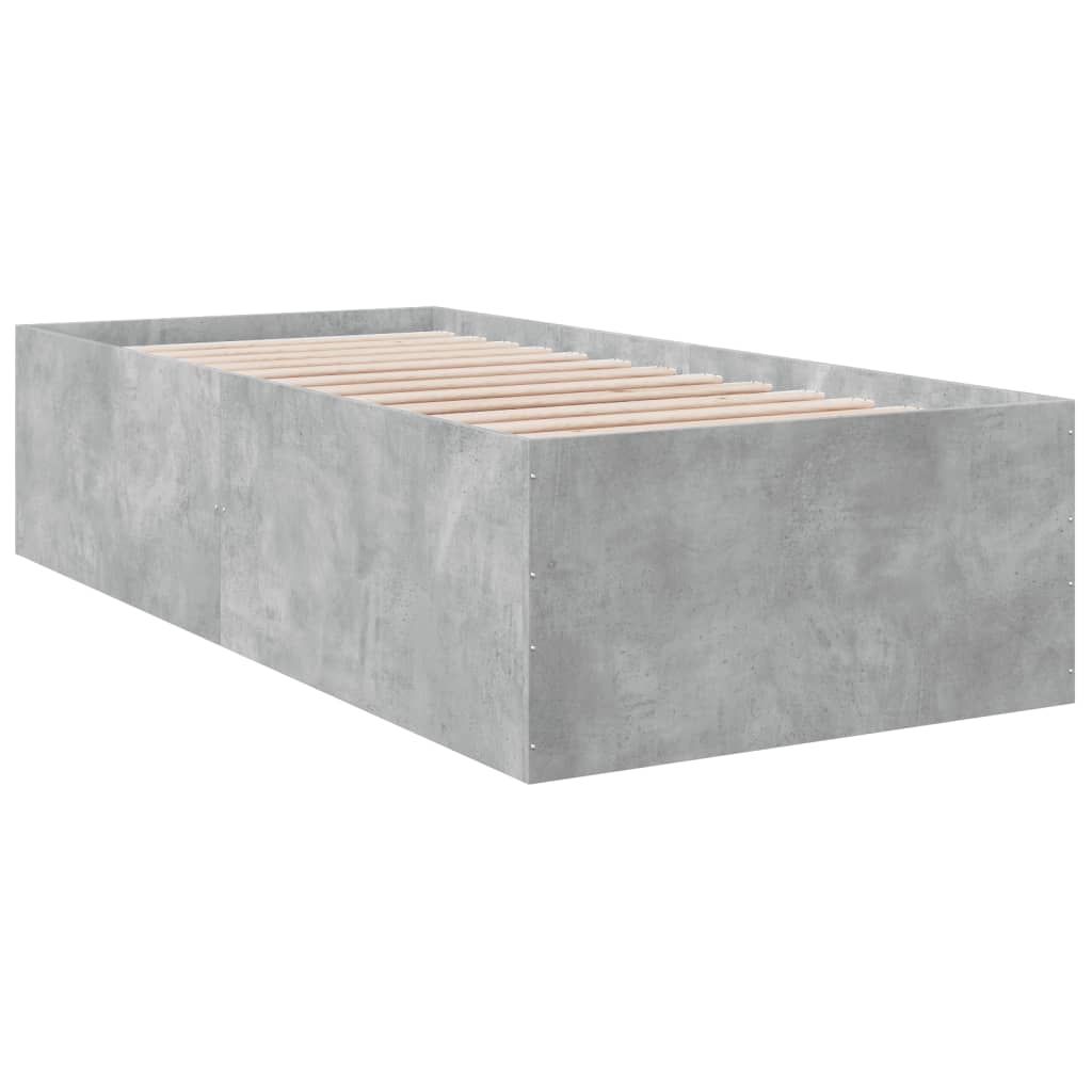 Bed Frame Concrete Grey 90x190 cm Single Engineered Wood