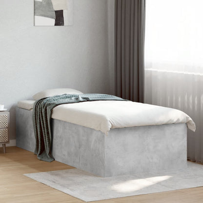 Bed Frame Concrete Grey 90x190 cm Single Engineered Wood