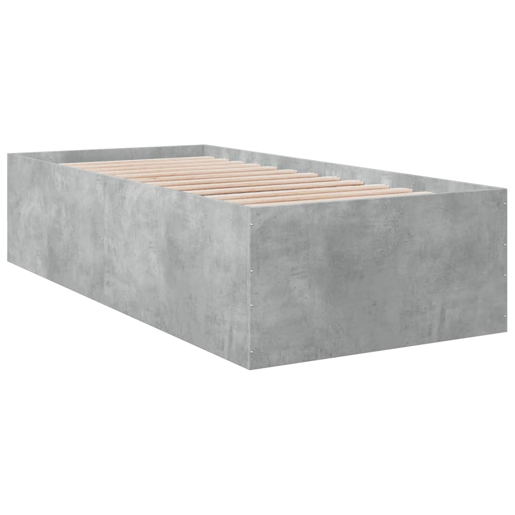 Bed Frame Concrete Grey 90x190 cm Single Engineered Wood