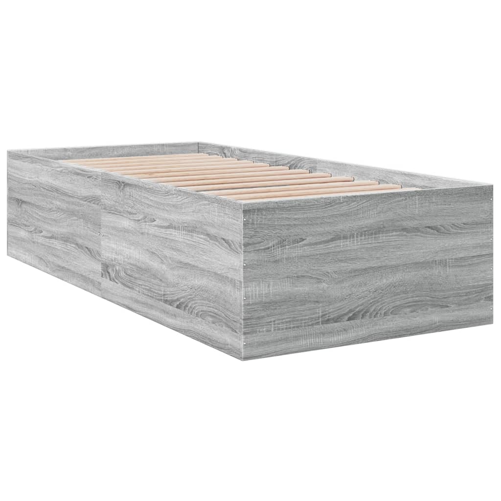 Bed Frame Grey Sonoma 90x190 cm Single Engineered Wood