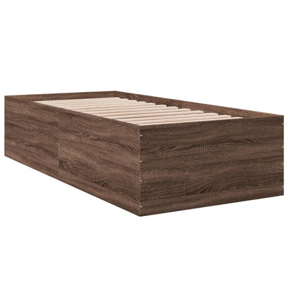 Bed Frame Brown Oak 75x190 cm Small Single Engineered Wood