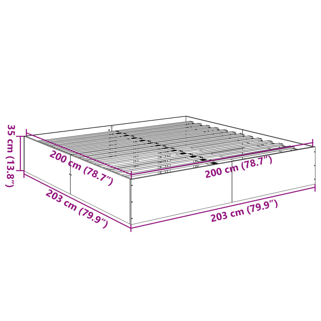 Bed Frame without Mattress Sonoma Oak 200x200 cm