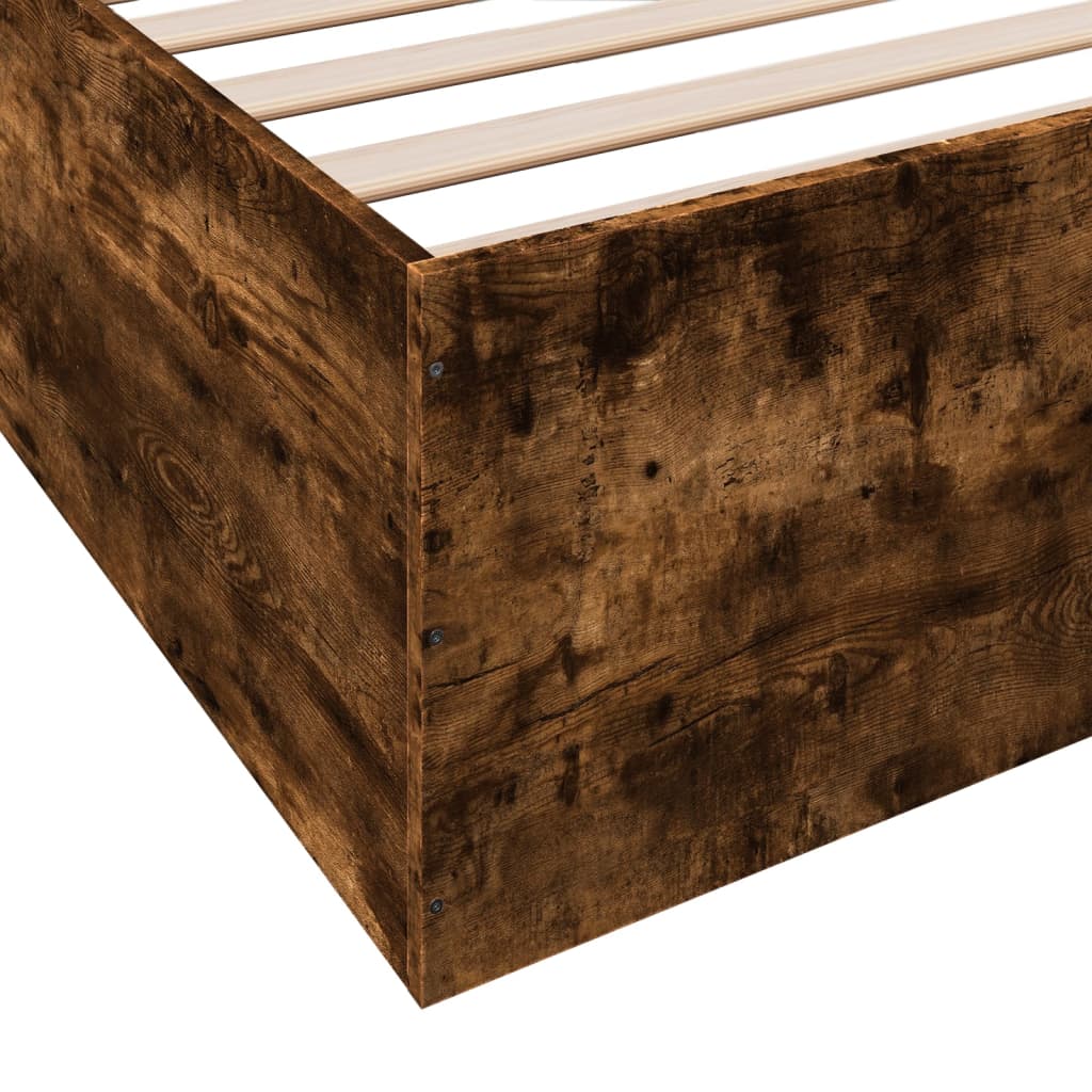 Bed Frame Smoked Oak 200x200 cm Engineered Wood