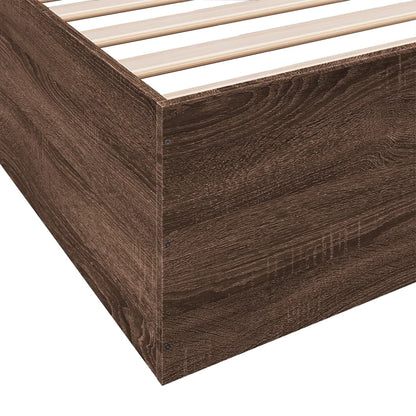 Bed Frame Brown Oak 200x200 cm Engineered Wood