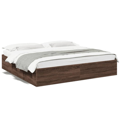 Bed Frame Brown Oak 200x200 cm Engineered Wood