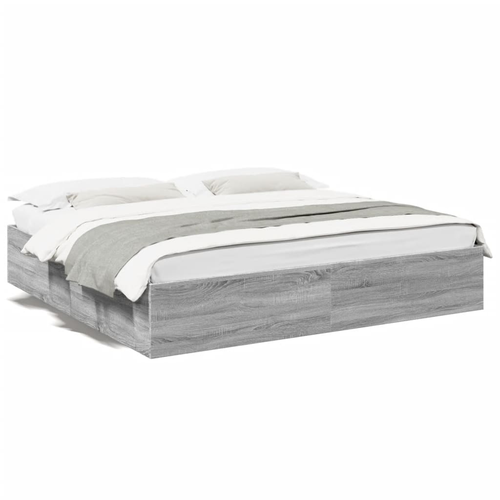 Bed Frame without Mattress Grey Sonoma 180x200 cm Super King