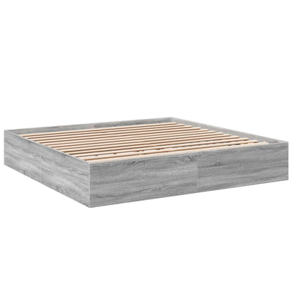 Bed Frame without Mattress Grey Sonoma 180x200 cm Super King