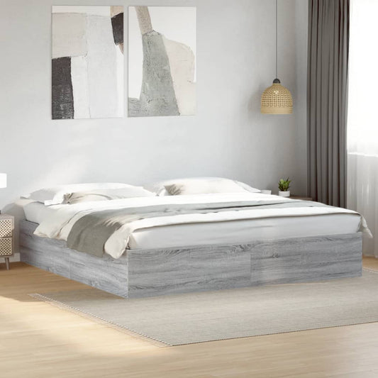 Bed Frame without Mattress Grey Sonoma 180x200 cm Super King