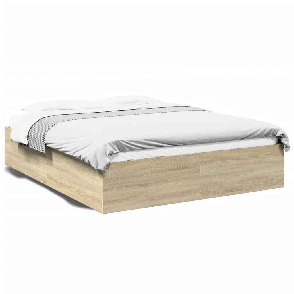 Bed Frame Sonoma Oak 160x200 cm Engineered Wood