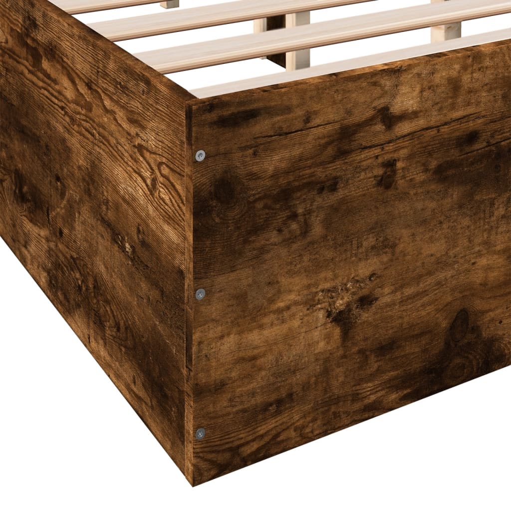 Bed Frame Smoked Oak 160x200 cm Engineered Wood