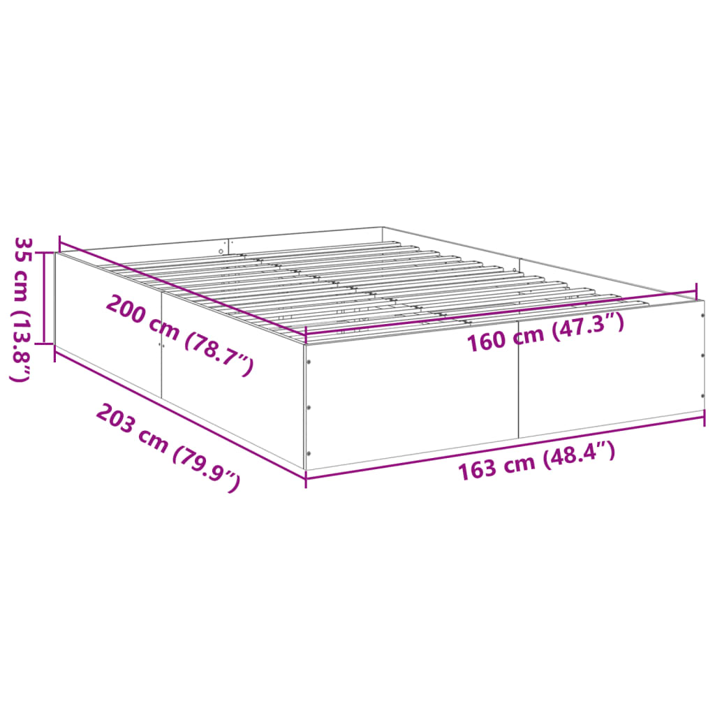 Bed Frame Smoked Oak 160x200 cm Engineered Wood