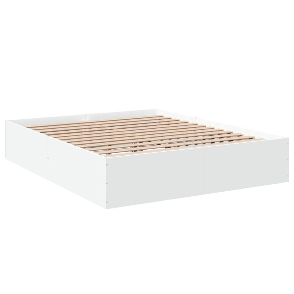 Bed Frame White 150x200 cm King Size Engineered Wood