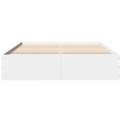 Bed Frame White 150x200 cm King Size Engineered Wood