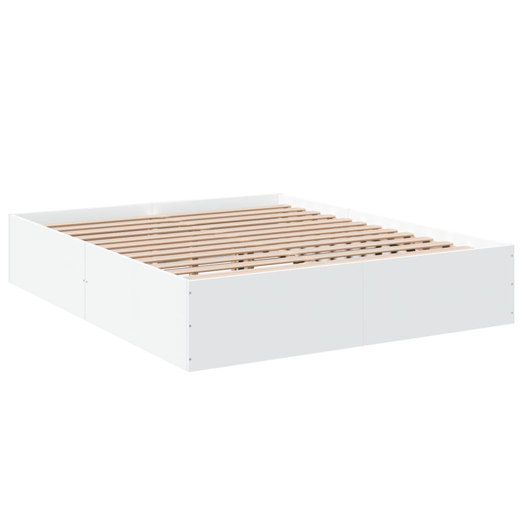 Bed Frame White 150x200 cm King Size Engineered Wood