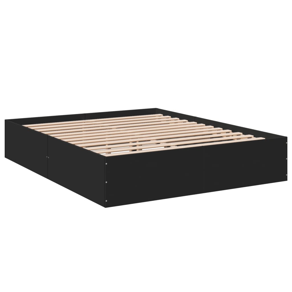 Bed Frame Black 150x200 cm King Size Engineered Wood