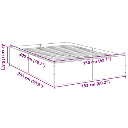 Bed Frame Black 150x200 cm King Size Engineered Wood