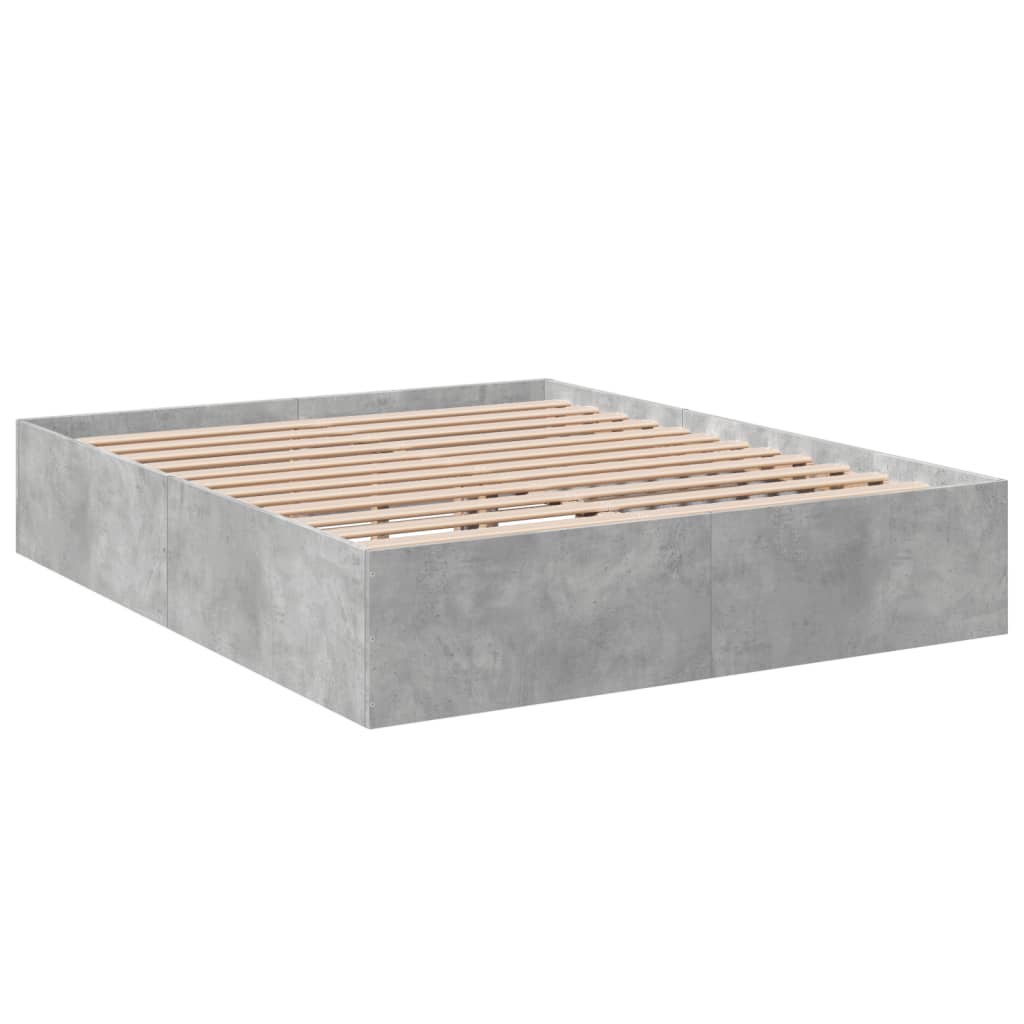 Bed Frame Concrete Grey 150x200 cm King Size Engineered Wood