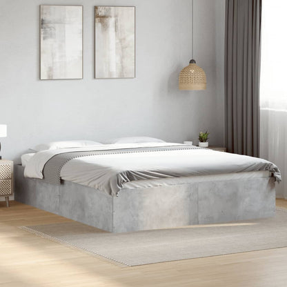 Bed Frame Concrete Grey 150x200 cm King Size Engineered Wood