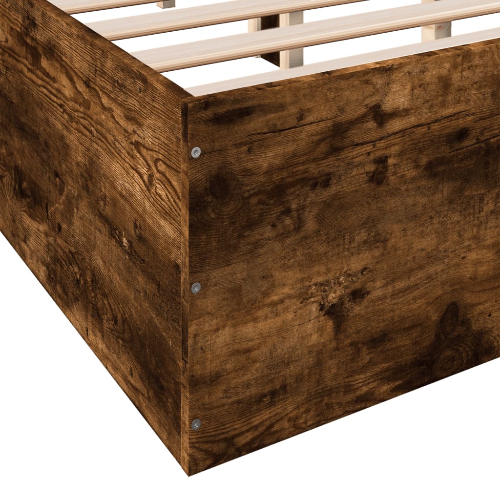 Bed Frame Smoked Oak 150x200 cm King Size Engineered Wood