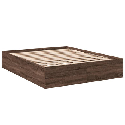 Bed Frame Brown Oak 150x200 cm King Size Engineered Wood