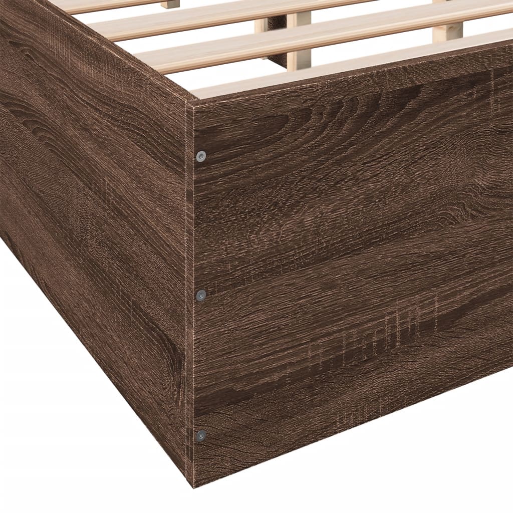 Bed Frame Brown Oak 150x200 cm King Size Engineered Wood