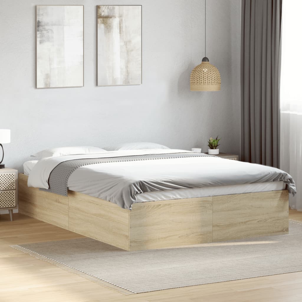 Bed Frame Sonoma Oak 140x200 cm Engineered Wood