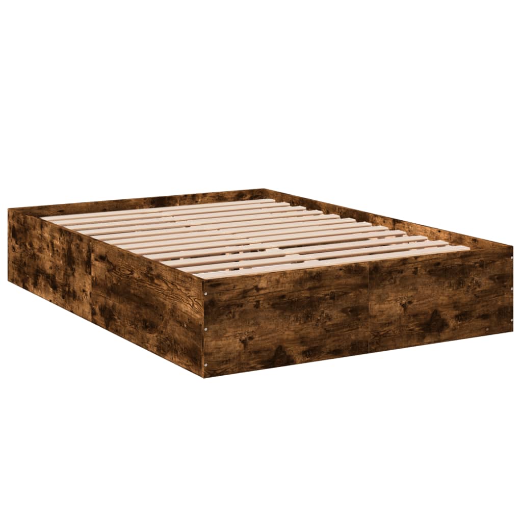 Bed Frame Smoked Oak 140x200 cm Engineered Wood