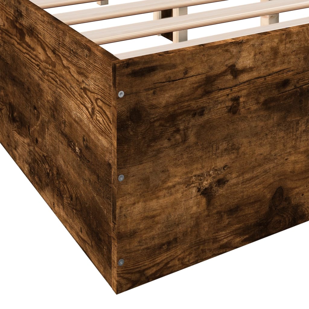 Bed Frame Smoked Oak 140x200 cm Engineered Wood