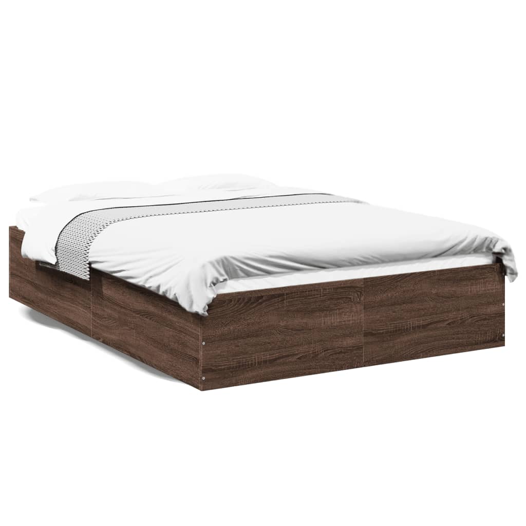 Bed Frame without Mattress Brown Oak 140x200 cm