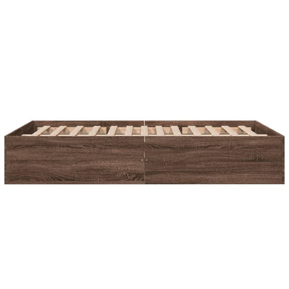 Bed Frame without Mattress Brown Oak 140x200 cm