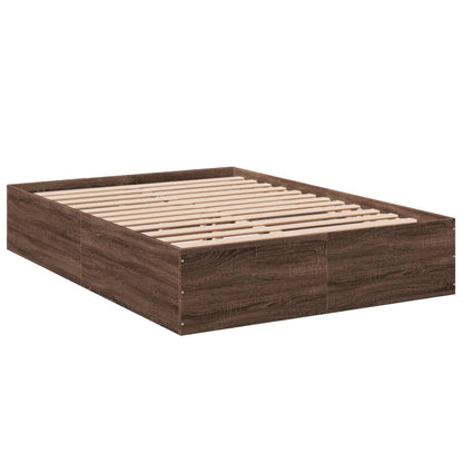 Bed Frame without Mattress Brown Oak 140x200 cm