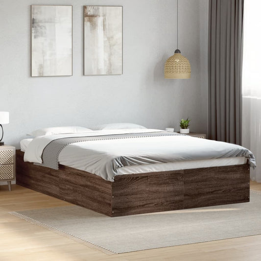 Bed Frame without Mattress Brown Oak 140x200 cm