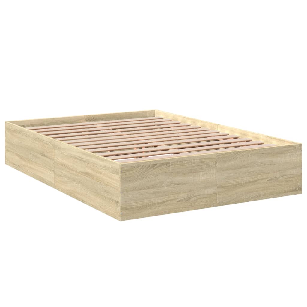 Bed Frame Sonoma Oak 135x190 cm Double Engineered Wood