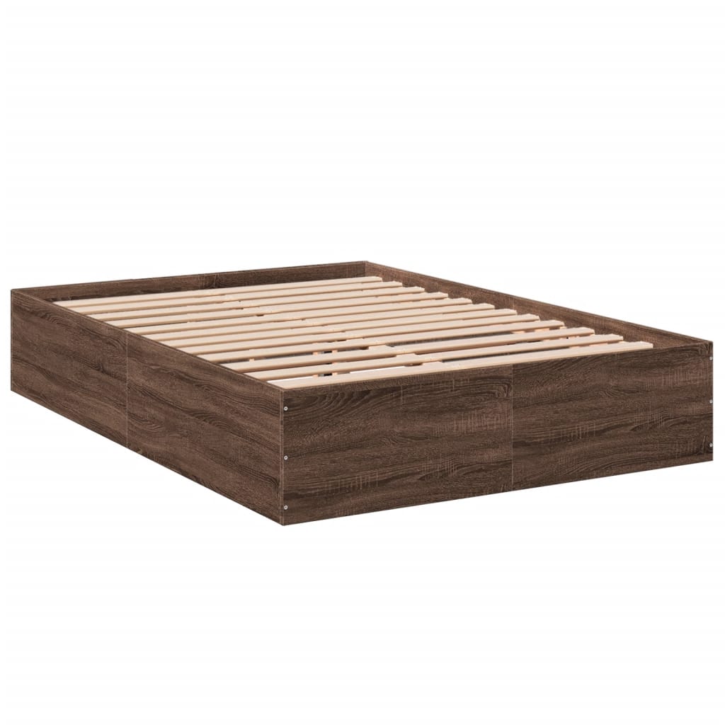 Bed Frame without Mattress Brown Oak 135x190 cm Double