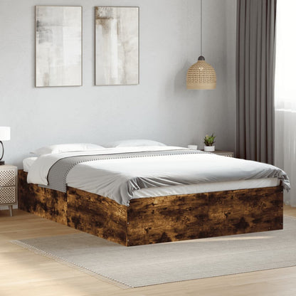 Bed Frame without Mattress Smoked Oak 120x190 cm Small Double