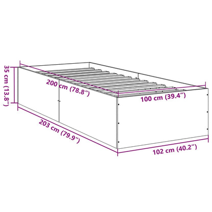 Bed Frame Concrete Grey 100x200 cm Engineered Wood