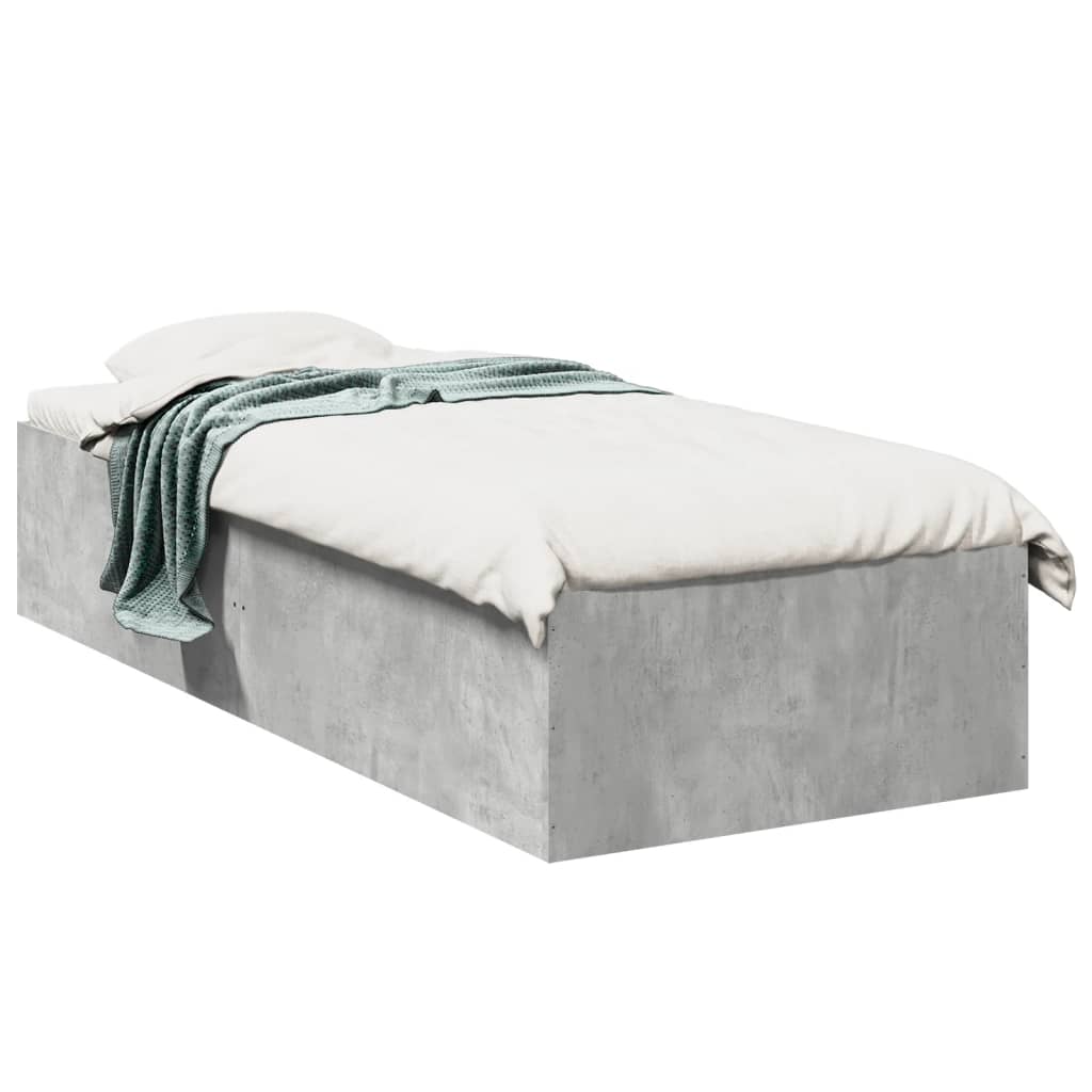 Bed Frame Concrete Grey 100x200 cm Engineered Wood