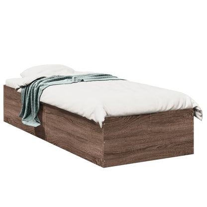 Bed Frame without Mattress Brown Oak 100x200 cm