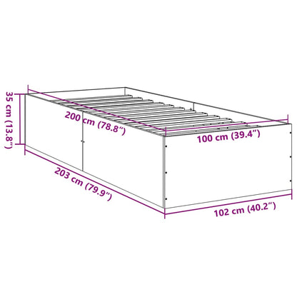 Bed Frame without Mattress Brown Oak 100x200 cm