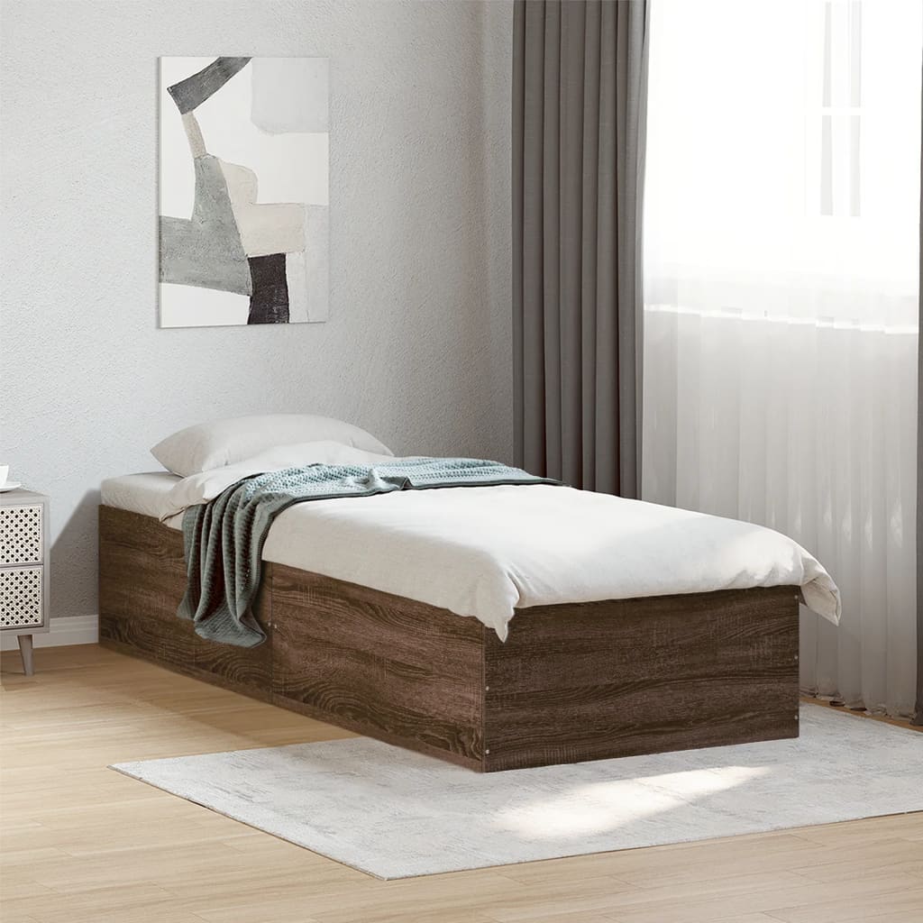 Bed Frame Brown Oak 90x200 cm Engineered Wood