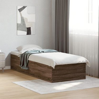 Bed Frame Brown Oak 90x200 cm Engineered Wood