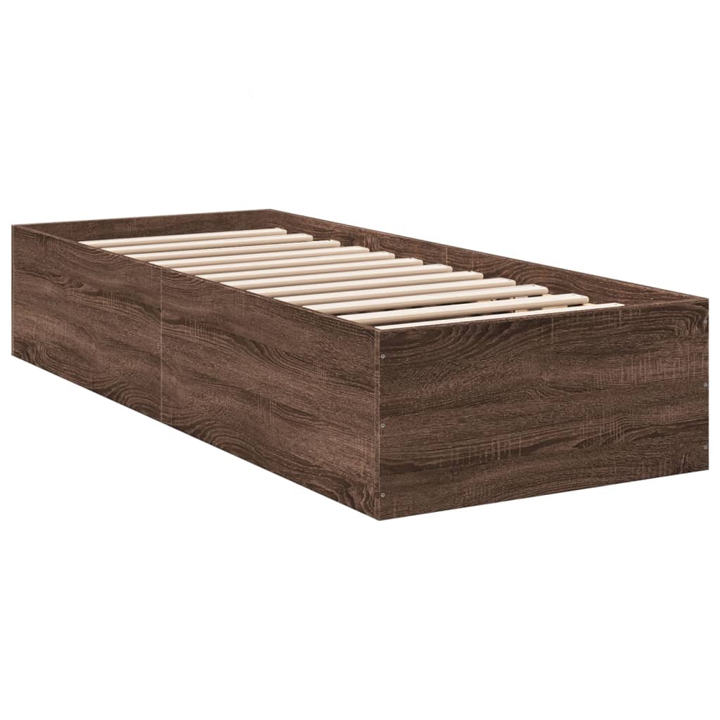 Bed Frame Brown Oak 90x200 cm Engineered Wood