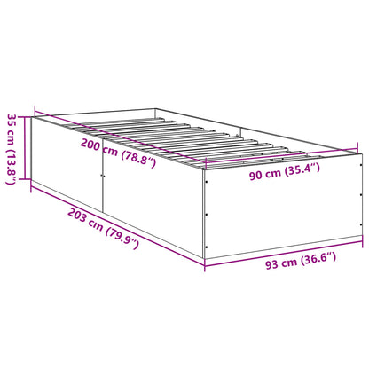 Bed Frame Brown Oak 90x200 cm Engineered Wood