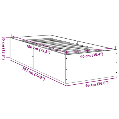 Bed Frame Concrete Grey 90x190 cm Single Engineered Wood