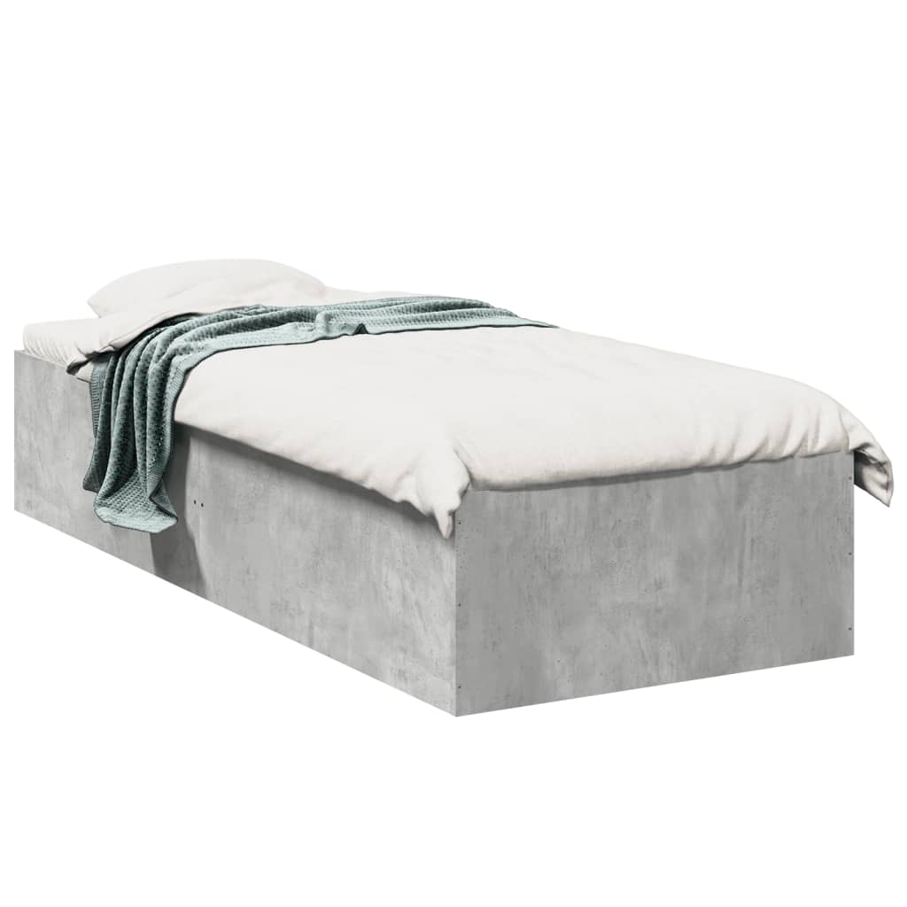 Bed Frame Concrete Grey 90x190 cm Single Engineered Wood