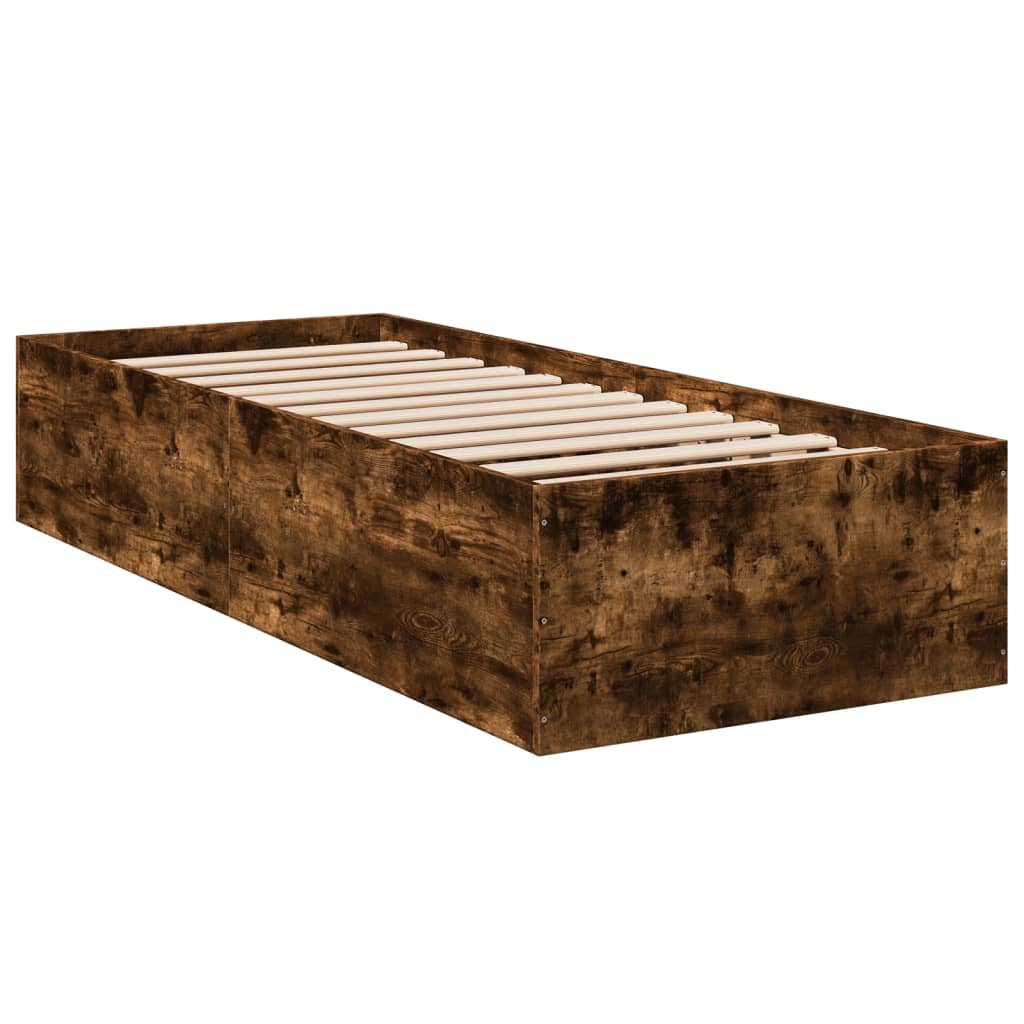 Bed Frame without Mattress Smoked Oak 90x190 cm Single