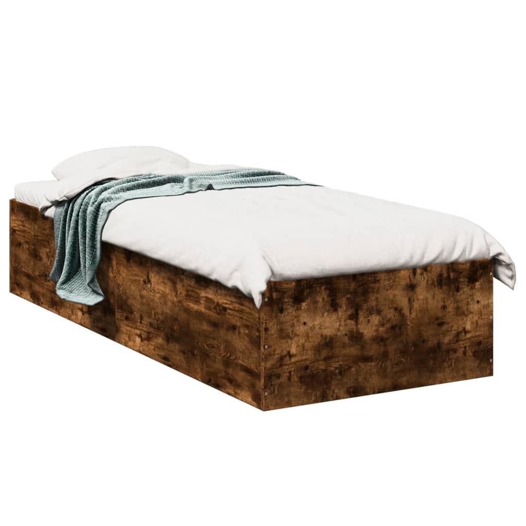 Bed Frame without Mattress Smoked Oak 90x190 cm Single