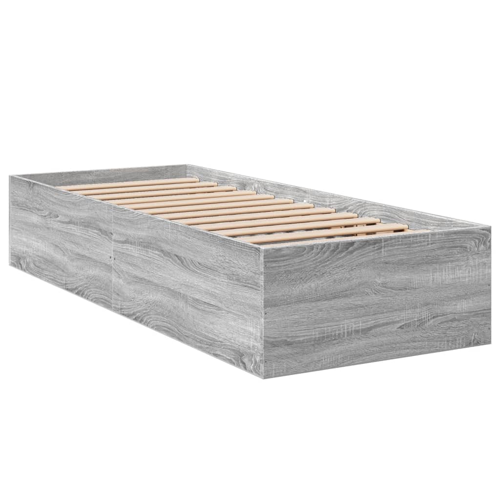 Bed Frame Grey Sonoma 90x190 cm Single Engineered Wood