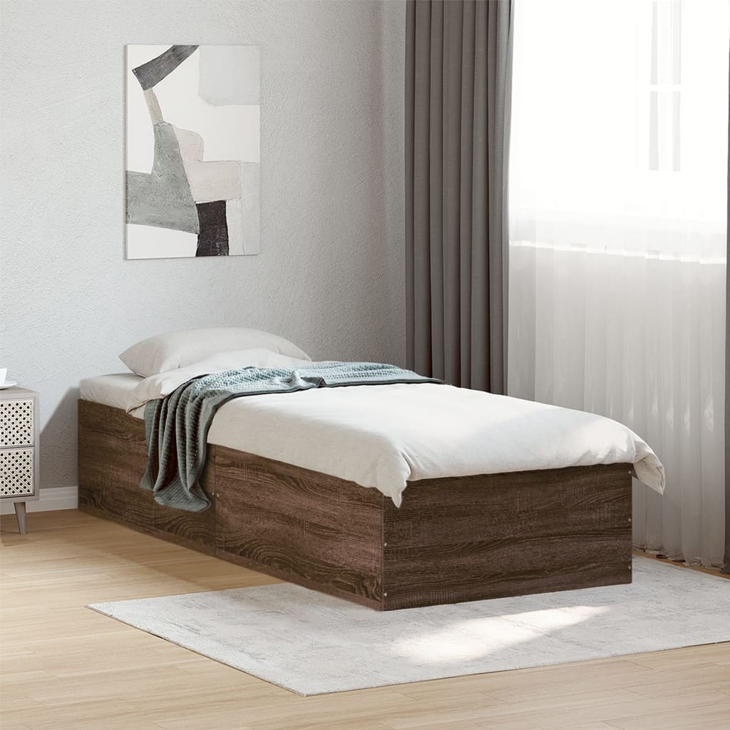 Bed Frame Brown Oak 90x190 cm Single Engineered Wood